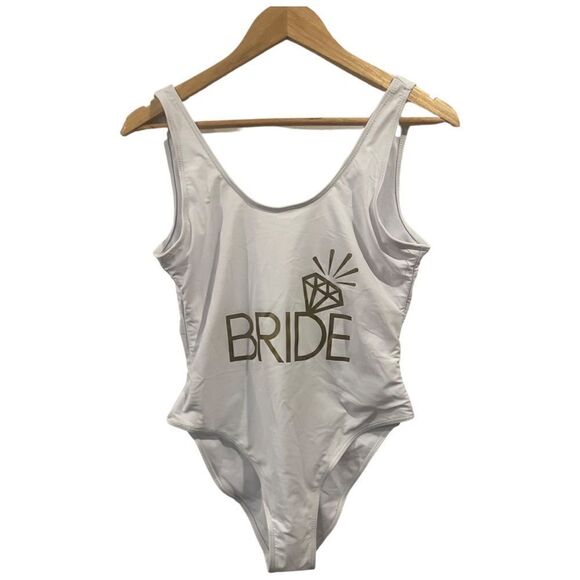 Shein Graphic Bride white one piece Swimsuit size Large - Picture 4 of 6